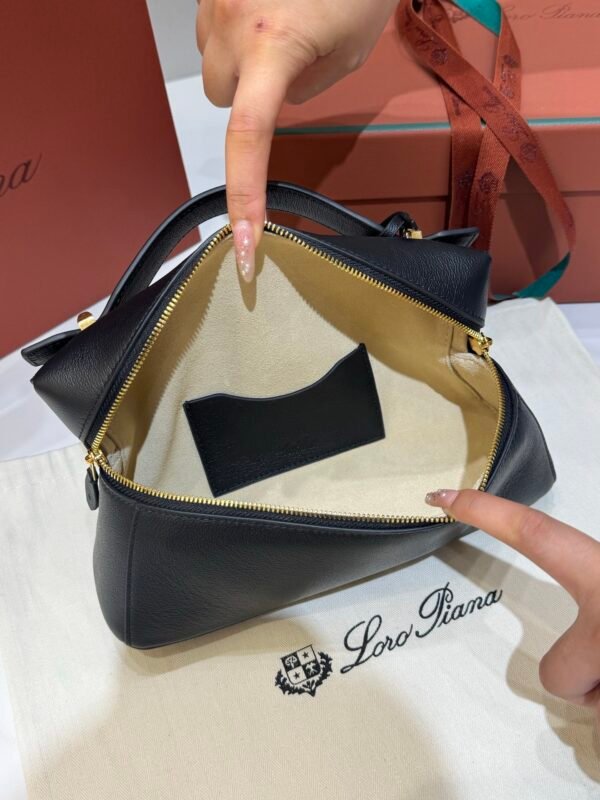 34 Loro Piana Extra Bag L23 Calfskin Leather Top Handle Bag 23cm Crossbody Handbag with Signature Padlock Charms and Adjustable Strap