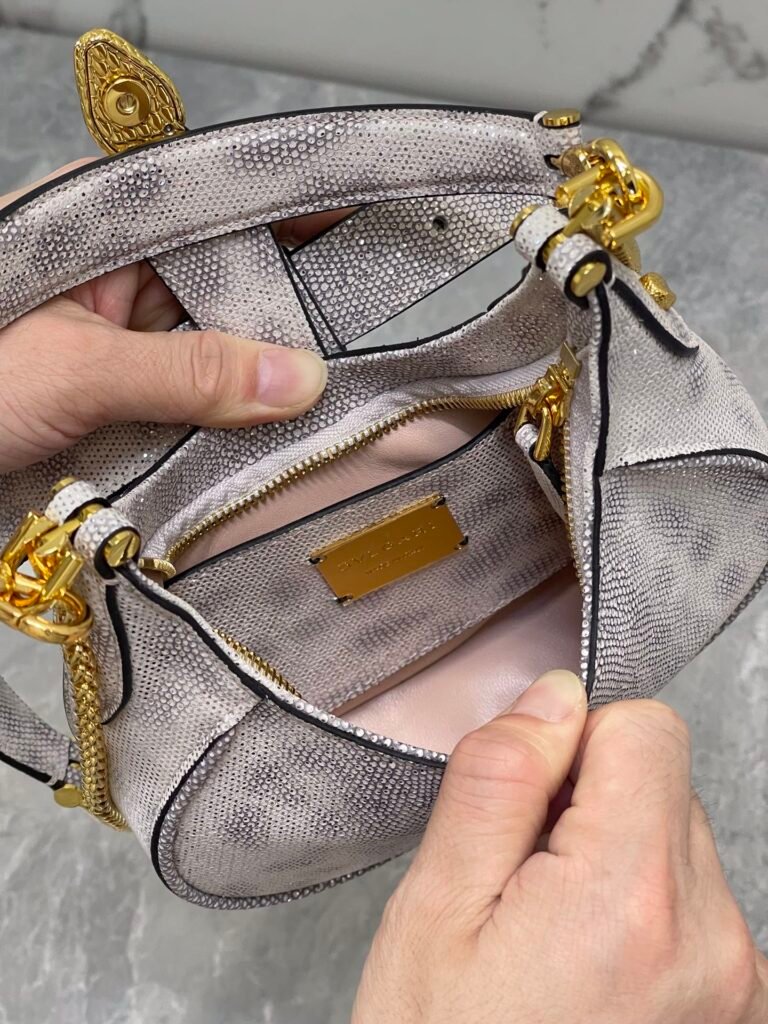 BVLGARI Serpenti Ellipse Calf Leather Shoulder Bag Pink Silver Metallic Half-Moon Crossbody Bag &ndash; Image 10