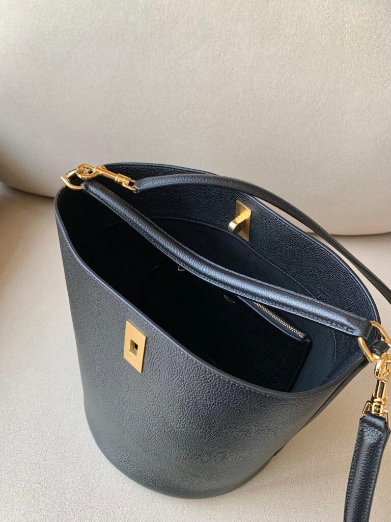 CELINE 16 Bucket Bag 23x25cm Calfskin vs. Linen Jacquard 5 Colors Handbag &ndash; Image 11