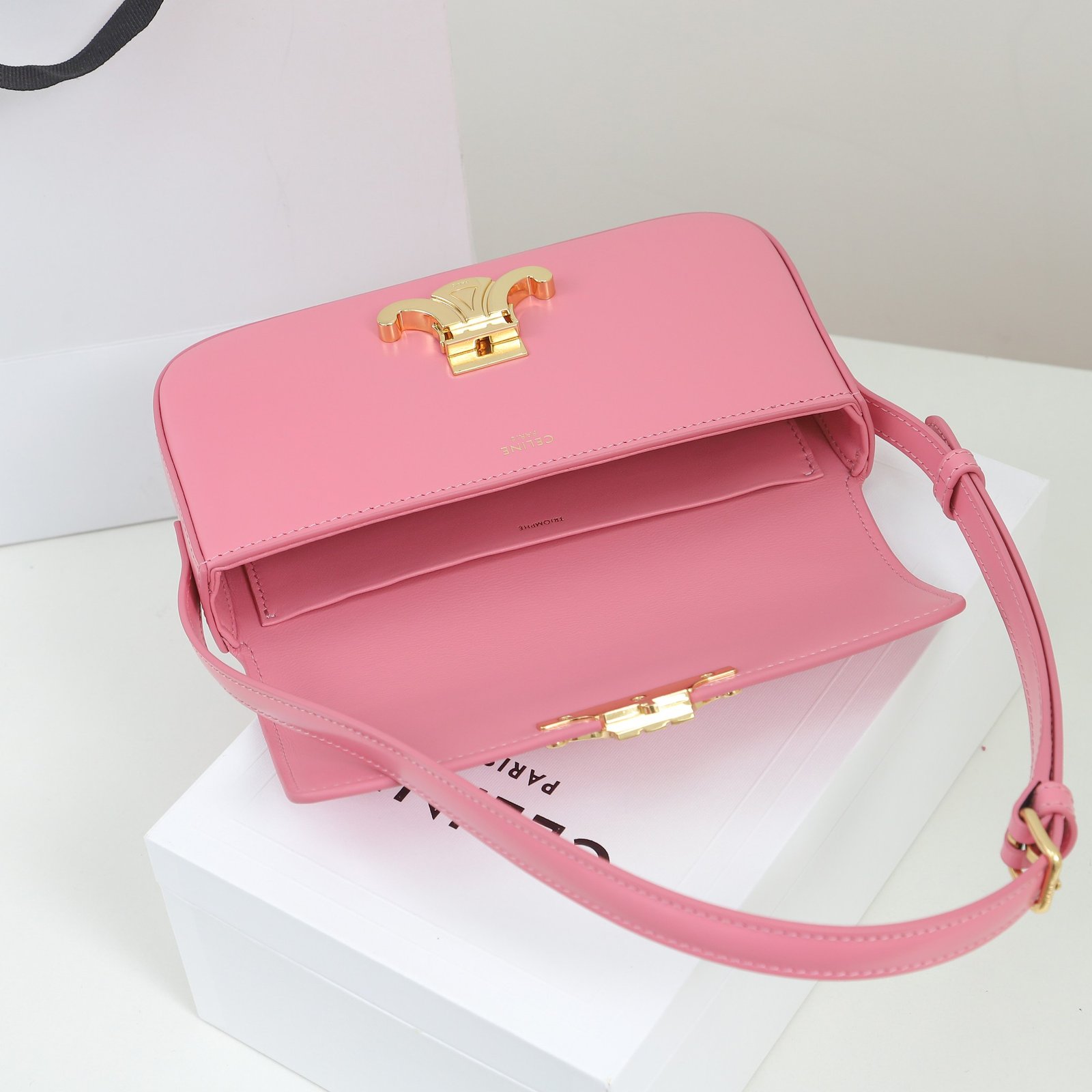 Celine Triomphe Bag Shiny Calfskin Leather Shoulder Bag 5 Colors Smooth Lambskin Crossbody for Women 36