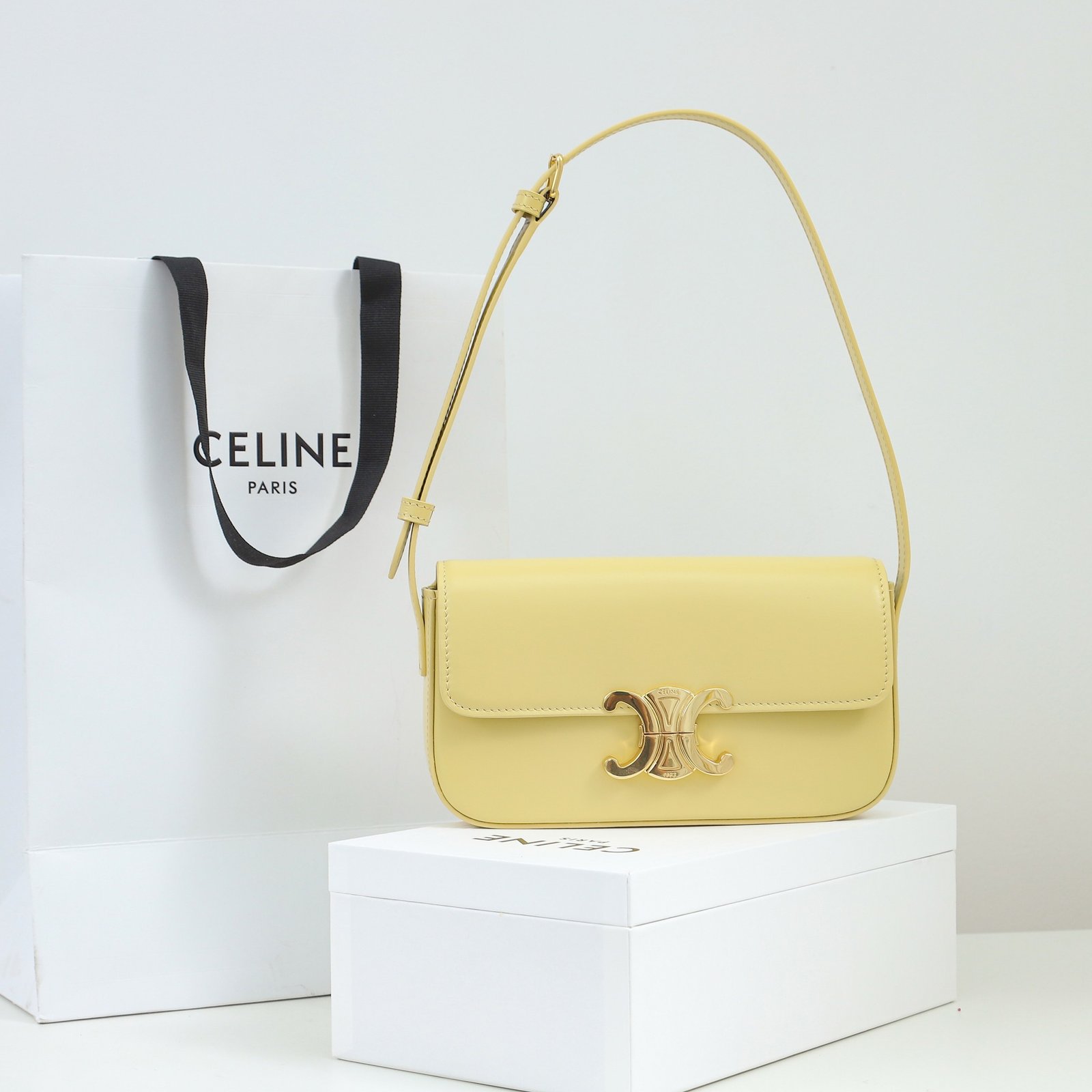 Celine Triomphe Bag Shiny Calfskin Leather Shoulder Bag 5 Colors Smooth Lambskin Crossbody for Women 37