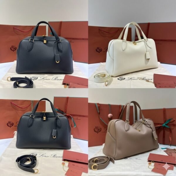 Loro Piana Needle Bag 39cm Tender Calfskin Large Leather Satchel with Detachable Crossbody Strap High-End Designer Handbag