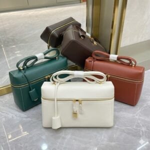 Loro Piana Extra Bag L27 Luxury Saddle Leather Crossbody & Shoulder Bag for Women 27cm Vanity Top-Handle Bag