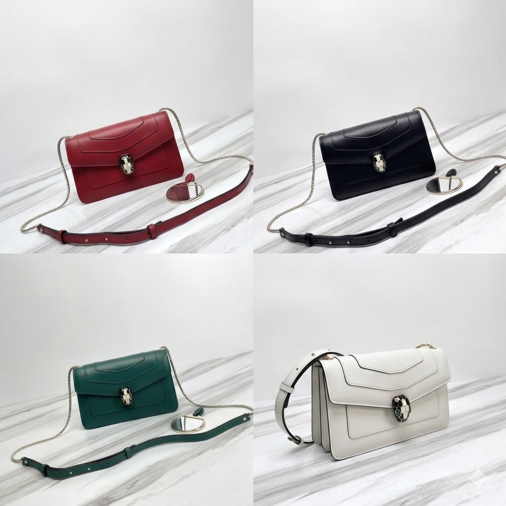 BVLGARI Serpenti Forever Calfskin Crossbody Bag 22.5cm Snakehead Enamel Closure Chain Shoulder Bag 4 Colors BVLGARI Serpenti Forever Calfskin Crossbody Bag 22.5cm Snakehead Enamel Closure Chain Shoulder Bag 4 Colors