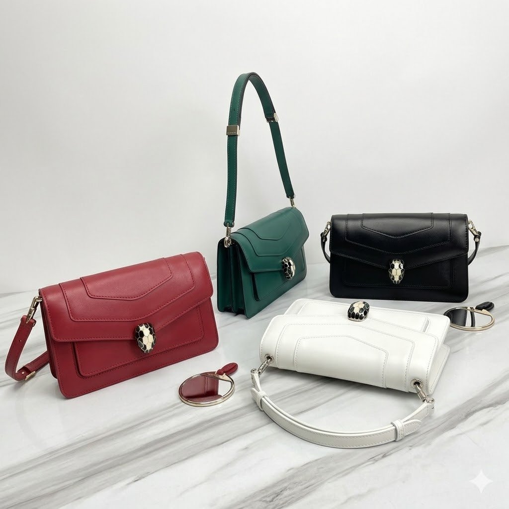 BVLGARI Serpenti Forever East-West Small Shoulder Bag 22cm Calf Leather Crossbody Bag with Snakehead Closure – Image 1 BVLGARI Serpenti Forever East-West Small Shoulder Bag 22cm Calf Leather Crossbody Bag with Snakehead Closure – Image 1