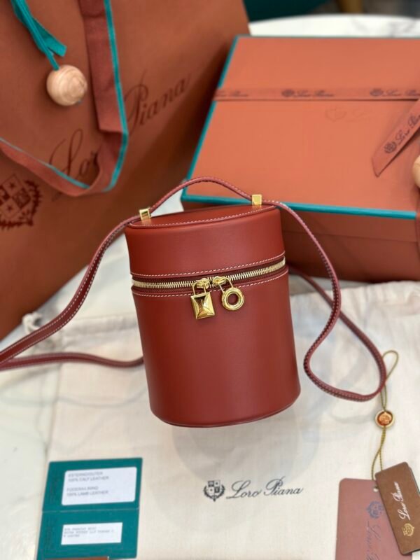 37 Loro Piana Extracase Bucket Bag 12x12x16cm Luxury Calfskin Handbag Designer Leather Vanity Case for Women