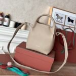 Loro Piana Medium Bale Bag Grained Calfskin Minimalist Bucket Bag with Detachable Shoulder Strap 6 Colors