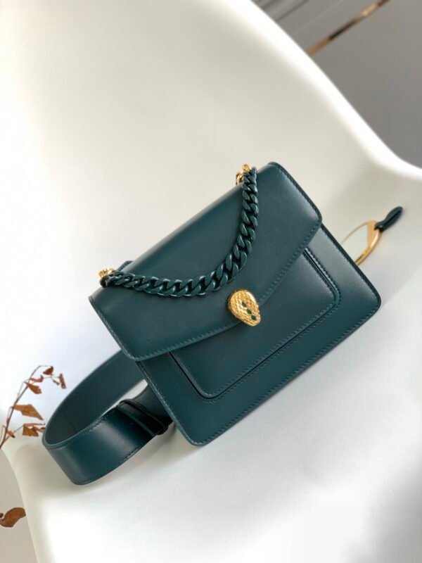 BVLGARI Serpenti Forever Lambskin Crossbody Bag 20cm Luxury Iconic Snakehead Shoulder Bag with Detachable Wide Strap