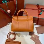 Loro Piana Loom L25 Handbag Grained Leather Designer Top Handle Bag with Crossbody Strap Loro Piana Loom L25 Handbag Grained Leather Designer Top Handle Bag with Crossbody Strap