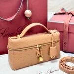 Loro Piana L23 Extra Bag 23cm Ostrich-Effect Calfskin Top-Handle Vanity Bag and Crossbody for Women Loro Piana L23 Extra Bag 23cm Ostrich-Effect Calfskin Top-Handle Vanity Bag and Crossbody for Women