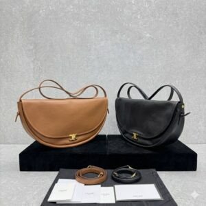 CELINE Halfmoon Bag 46cm Lambskin Vintage Large Hobo Shoulder Bag with Triomphe Metallic Hardware