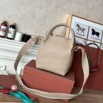 Loro Piana Medium Bale Bag Grained Calfskin Minimalist Bucket Bag with Detachable Shoulder Strap 6 Colors