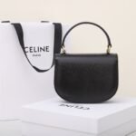 Celine Mini Besace Triomphe Bag 15.5cm Shiny Calfskin Top Handle Saddle Bag Premium Grade Crossbody 4