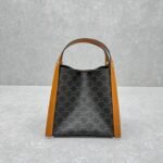 CELINE Cubo Medium Bucket Bag 23cm Triomphe Canvas & Calfskin Handbag with Crossbody Strap & Large Capacity CELINE Cubo Medium Bucket Bag 23cm Triomphe Canvas & Calfskin Handbag with Crossbody Strap & Large Capacity