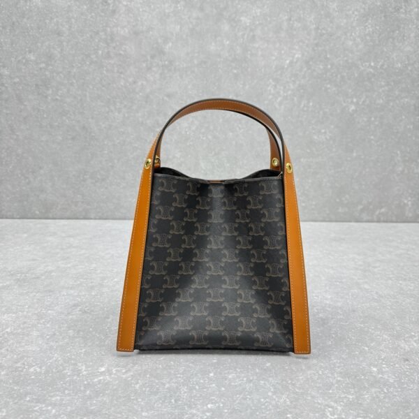 4 CELINE Cubo Medium Bucket Bag 23cm Triomphe Canvas & Calfskin Handbag with Crossbody Strap & Large Capacity