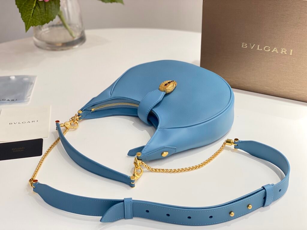 BVLGARI Serpenti Ellipse Large Crossbody Bag Calf Leather Crescent Shoulder Bag with Snakehead Closure 4 Colors – Image 4 BVLGARI Serpenti Ellipse Large Crossbody Bag Calf Leather Crescent Shoulder Bag with Snakehead Closure 4 Colors – Image 4