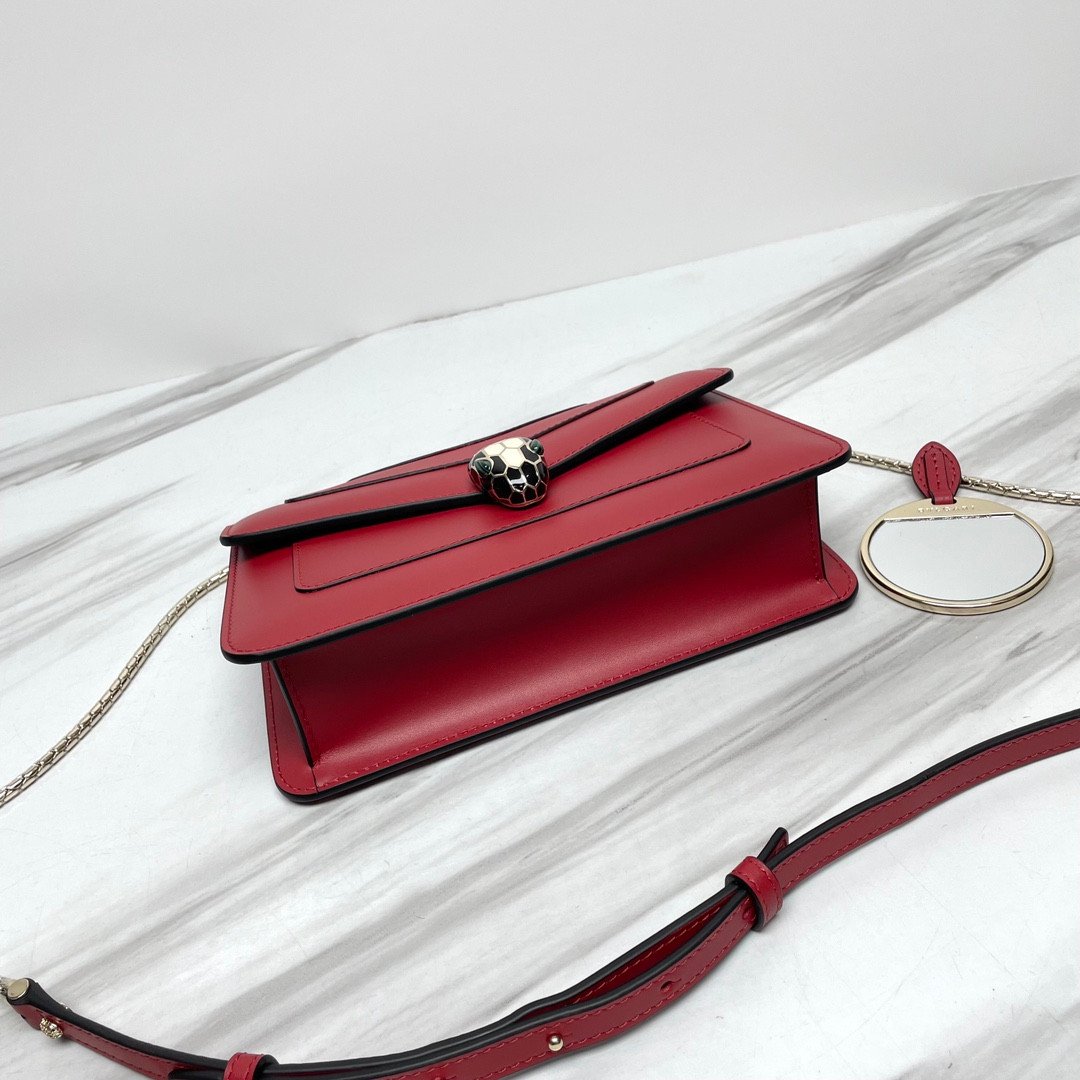 BVLGARI Serpenti Forever Calfskin Crossbody Bag 22.5cm Snakehead Enamel Closure Chain Shoulder Bag 4 Colors BVLGARI Serpenti Forever Calfskin Crossbody Bag 22.5cm Snakehead Enamel Closure Chain Shoulder Bag 4 Colors