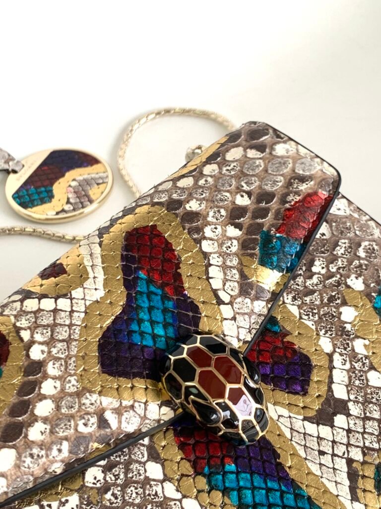 BVLGARI Serpenti Forever Shoulder Bag Rare Lunar Multi-Color Python Leather Crossbody Bag with Snakehead Buckle 20cm/27cm – Image 5 BVLGARI Serpenti Forever Shoulder Bag Rare Lunar Multi-Color Python Leather Crossbody Bag with Snakehead Buckle 20cm/27cm – Image 5