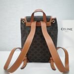 CELINE Triomphe Canvas & Calfskin Folco Backpack 23x30x16cm Timeless Vintage Drawstring Rucksack 4