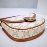 Celine Mini Besace Bag 15cm Triomphe Canvas and Calfskin Classic Tan & White Monogram Crossbody Shoulder Bag 4
