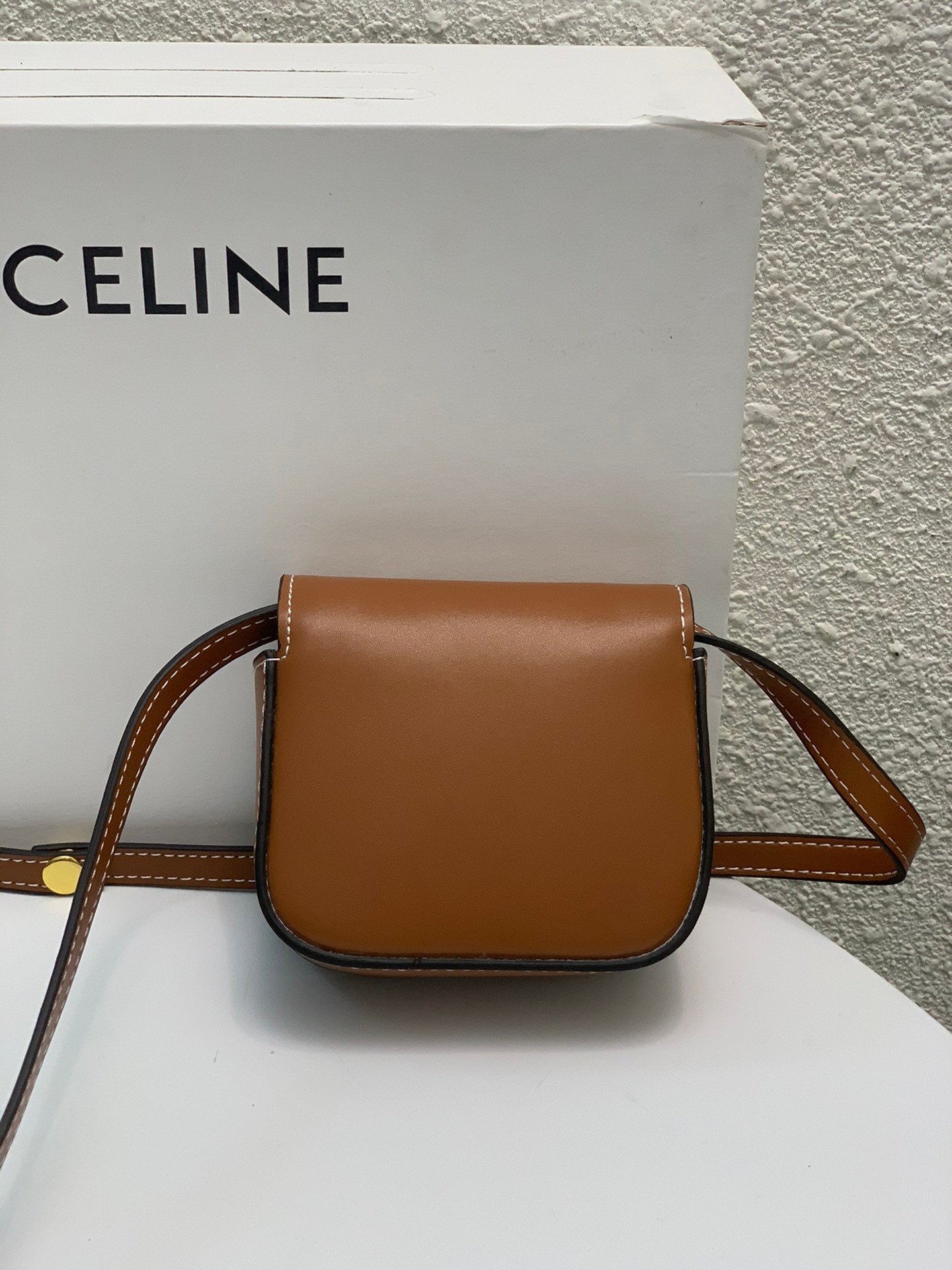 CELINE 2022SS Mini Triomphe Crossbody Bag 11cm Calfskin and Signature Canvas 4