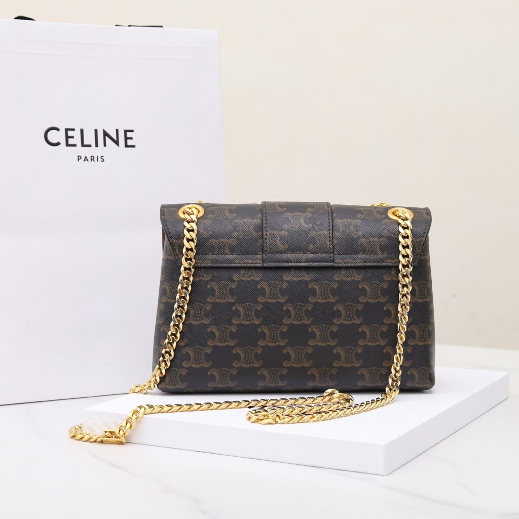 Celine Triomphe Chain Bag 23.5cm Monogram Canvas Handbag – Image 4 Celine Triomphe Chain Bag 23.5cm Monogram Canvas Handbag – Image 4