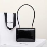 CELINE Teen Triomphe Bag Shiny Patent Calfskin Luxury Designer Shoulder Bag Gold Triomphe Clasp Crossbody 4