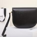 CELINE Teen Besace Triomphe Bag 18.5cm Shiny Calfskin Leather Crossbody Saddle Bag for Women 4