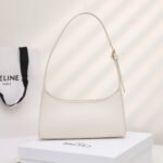 CELINE Triomphe Embossed Calfskin Shoulder Bag Matte Leather Mini Hobo Underarm Bag Handbag for Women 4