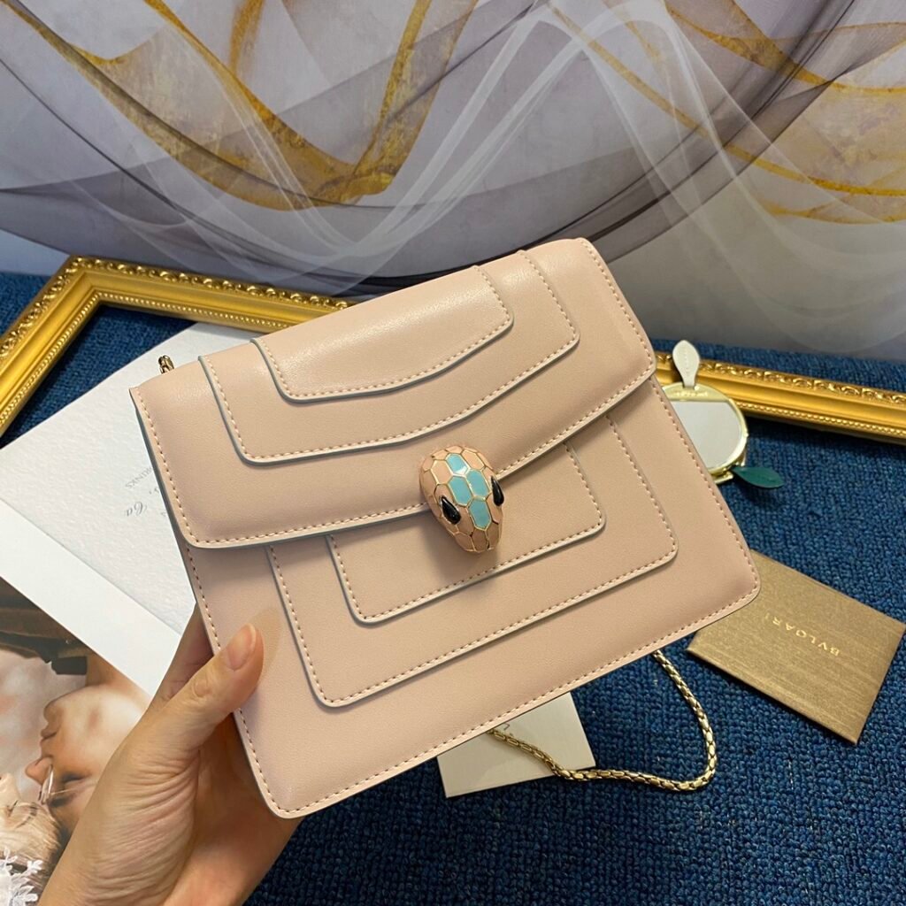 BVLGARI Serpenti Forever Shoulder Bag 20cm Small Calfskin Leather Crossbody Bag Chain Strap 6 Colors – Image 12 BVLGARI Serpenti Forever Shoulder Bag 20cm Small Calfskin Leather Crossbody Bag Chain Strap 6 Colors – Image 12