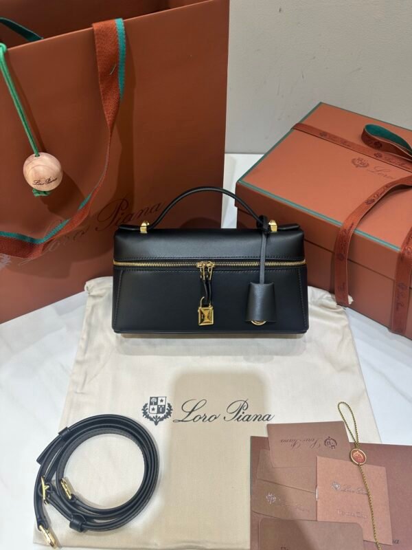 46 Loro Piana Extra Bag L23 Smooth Calfskin Top Handle Crossbody Bag 23cm for Women Aesthetic Vanity Case Handbag