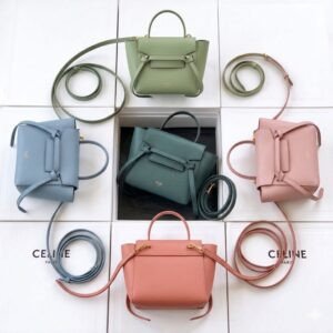 CELINE Belt Pico Bag 21cm/15cm Grained Calfskin Handbag with 5 Colors & 2 Sizes 46