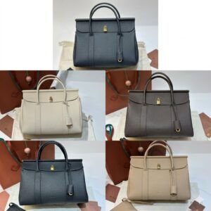 Loro Piana Loom L32 Handbag 33cm Tender Calfskin Luxury Designer Tote Bag with Gold Padlock & Removable Pouch Loro Piana Loom L32 Handbag 33cm Tender Calfskin Luxury Designer Tote Bag with Gold Padlock & Removable Pouch