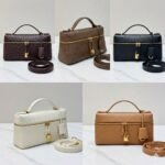 Loro Piana L23 Extra Bag 23cm Ostrich-Effect Calfskin Top-Handle Vanity Bag and Crossbody for Women Loro Piana L23 Extra Bag 23cm Ostrich-Effect Calfskin Top-Handle Vanity Bag and Crossbody for Women