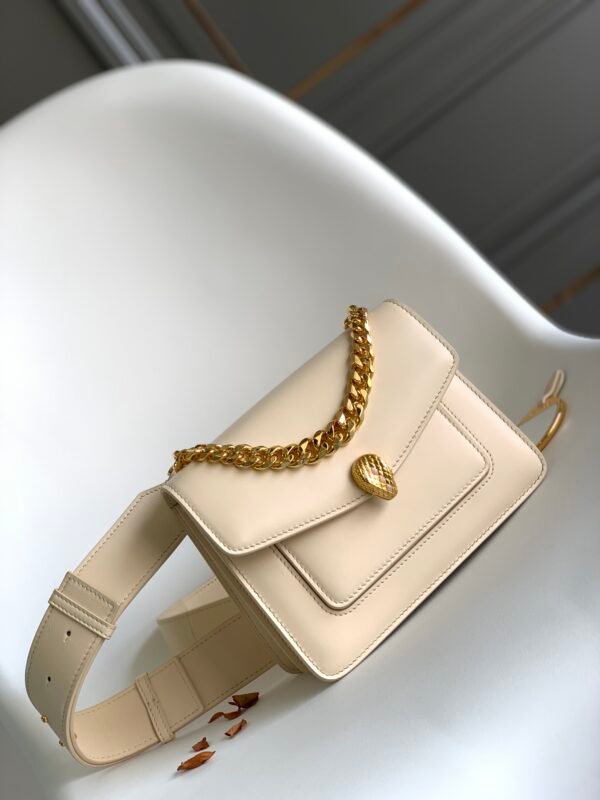 BVLGARI Serpenti Forever Lambskin Crossbody Bag 20cm Luxury Iconic Snakehead Shoulder Bag with Detachable Wide Strap