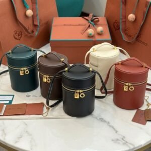 Loro Piana Extracase Bucket Bag 12x12x16cm Luxury Calfskin Handbag Designer Leather Vanity Case for Women Loro Piana Extracase Bucket Bag 12x12x16cm Luxury Calfskin Handbag Designer Leather Vanity Case for Women