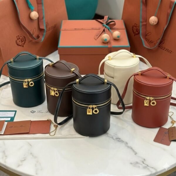 46 Loro Piana Extracase Bucket Bag 12x12x16cm Luxury Calfskin Handbag Designer Leather Vanity Case for Women