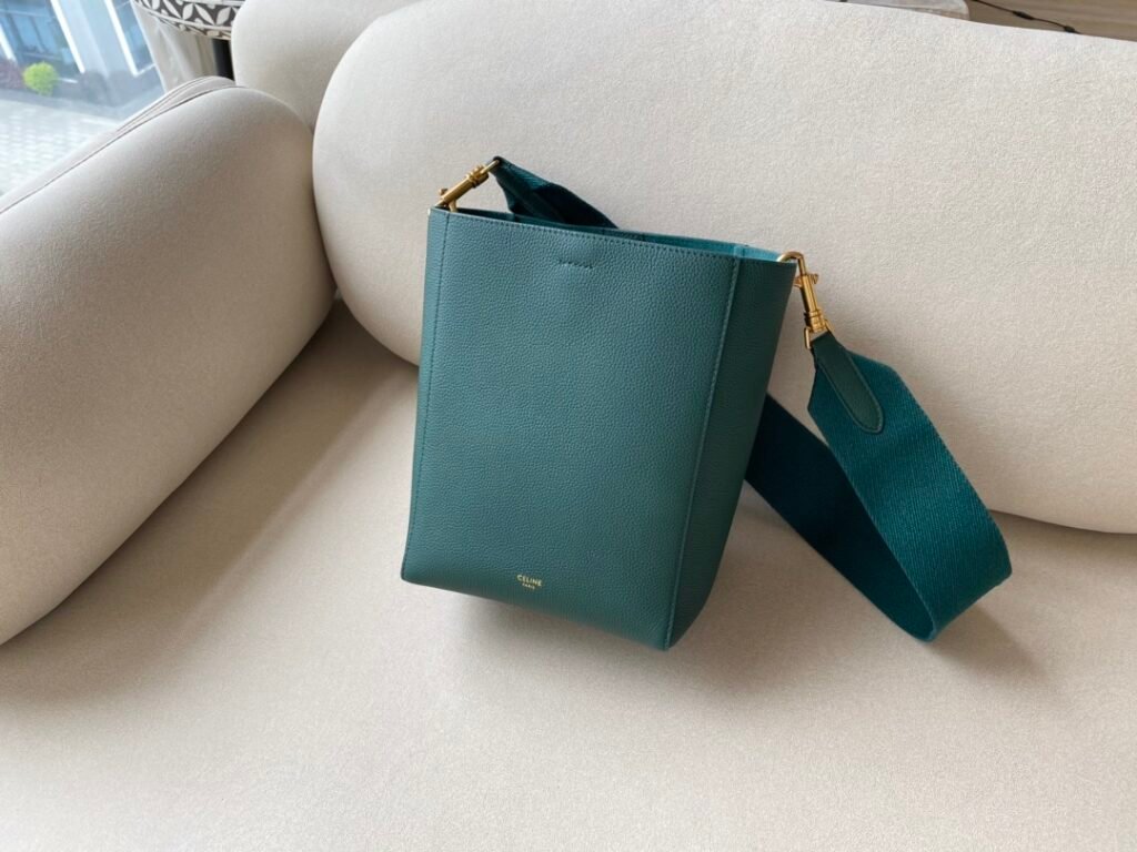 Celine Sangle Bucket Bag Small Grained Calfskin 11 Colors Shoulder Bag with Wool Strap – Image 9