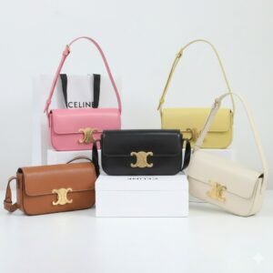 Celine Triomphe Bag Shiny Calfskin Leather Shoulder Bag 5 Colors Smooth Lambskin Crossbody for Women 46
