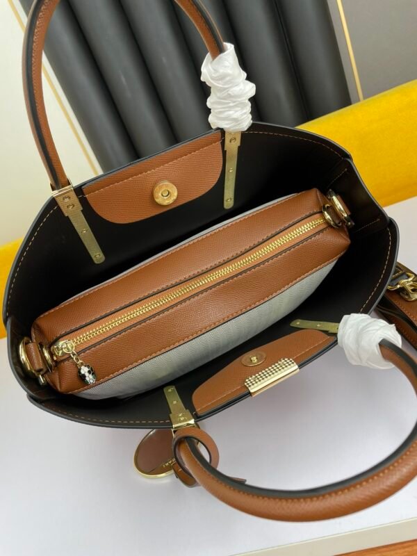 47 BVLGARI Style Luxury Two-Piece Tote Bag Set Premium Palm Leather Handbag with Removable Pouch