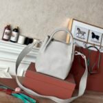 Loro Piana Medium Bale Bag Grained Calfskin Minimalist Bucket Bag with Detachable Shoulder Strap 6 Colors