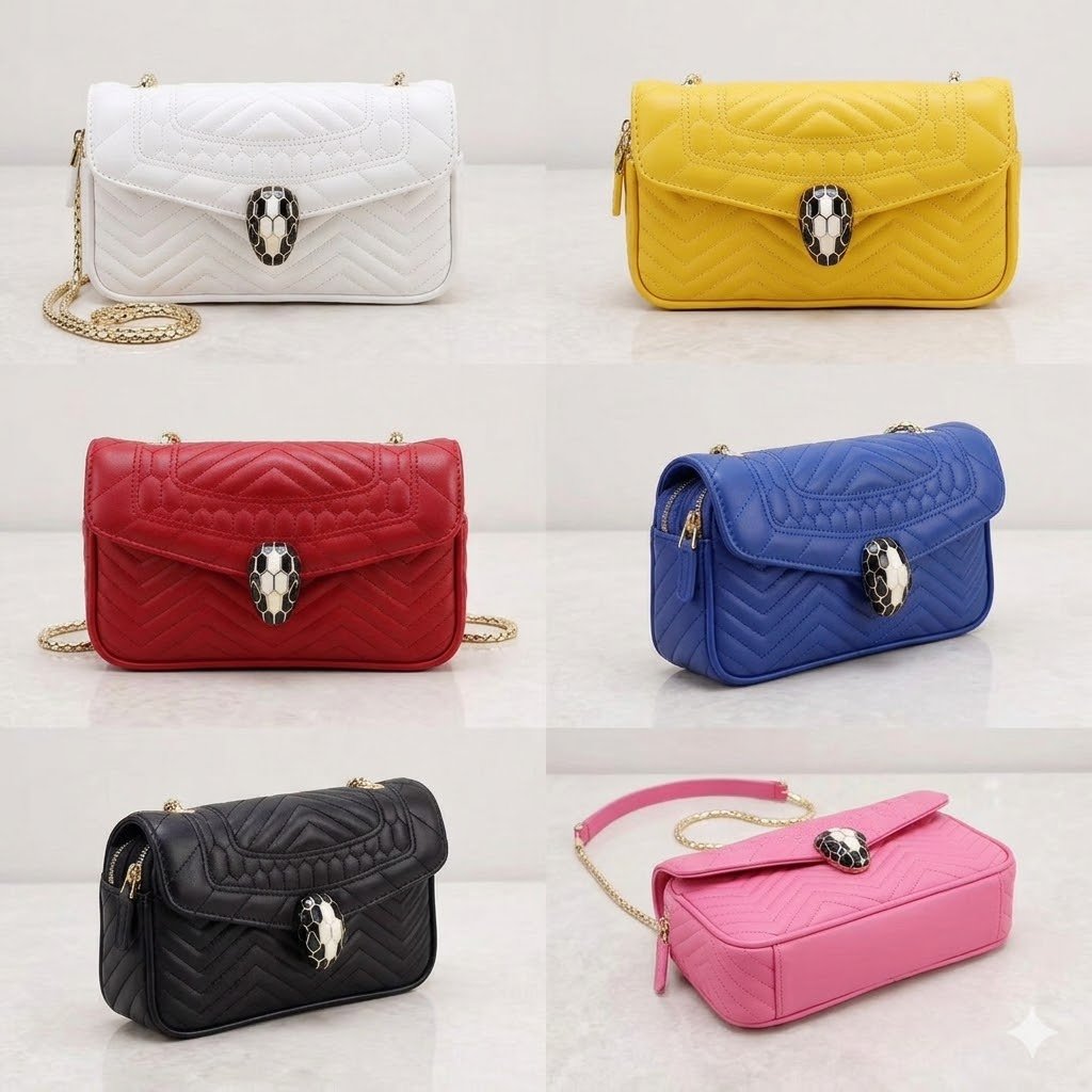 BVLGARI Luxury Leather Handbag Serpenti Convertible Fanny Pack & Chest Bag for Women – Image 1 BVLGARI Luxury Leather Handbag Serpenti Convertible Fanny Pack & Chest Bag for Women – Image 1