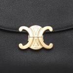 CELINE NINO Top Handle Bag 26cm Black Grained Calfskin with Gold Triomphe Hardware Luxury Crossbody Handbag 5