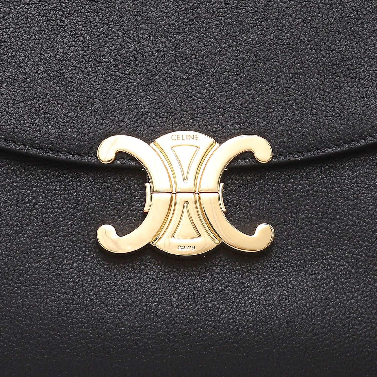 CELINE NINO Top Handle Bag 26cm Black Grained Calfskin with Gold Triomphe Hardware Luxury Crossbody Handbag 5