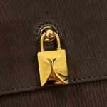 Loro Piana Loom L32 Handbag 33cm Dark Brown Grained Calfskin Leather Tote with Signature Gold Padlock and Key