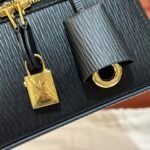 Loro Piana L23 Extra Handbag 23cm Black Textured Leather Minimalist Shoulder Bag with Gold Hardware and Gift Box Loro Piana L23 Extra Handbag 23cm Black Textured Leather Minimalist Shoulder Bag with Gold Hardware and Gift Box