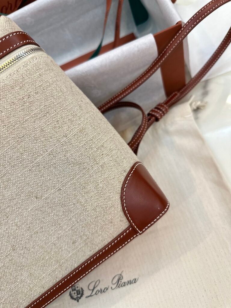 Loro Piana Extra Pocket Backpack Linen Canvas Small Rucksack 21×23×8cm – Image 4