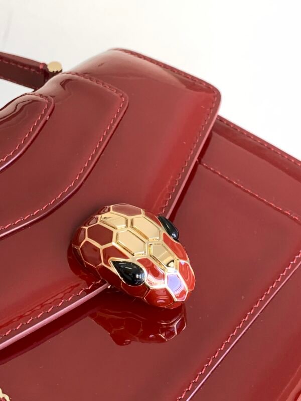 5 BVLGARI Serpenti Forever Glossy Calfskin Top Handle Bag 18cm Luxury Snakehead Chain Shoulder Crossbody Bag