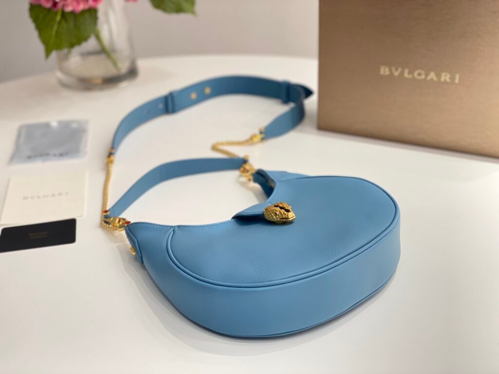 BVLGARI Serpenti Ellipse Large Crossbody Bag Calf Leather Crescent Shoulder Bag with Snakehead Closure 4 Colors – Image 5 BVLGARI Serpenti Ellipse Large Crossbody Bag Calf Leather Crescent Shoulder Bag with Snakehead Closure 4 Colors – Image 5
