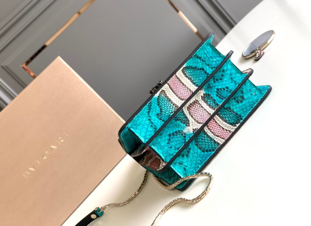 BVLGARI Serpenti Forever Python Skin Top Handle Bag VIP Custom Arctic Jade Psiche Rare Leather Shoulder Bag Crossbody Chain Flap Bag 2 Sizes – Image 6 BVLGARI Serpenti Forever Python Skin Top Handle Bag VIP Custom Arctic Jade Psiche Rare Leather Shoulder Bag Crossbody Chain Flap Bag 2 Sizes – Image 6